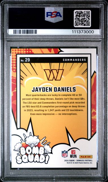 2024 Panini Donruss Bomb Squad Jayden Daniels #29 Gem Mt 10 back