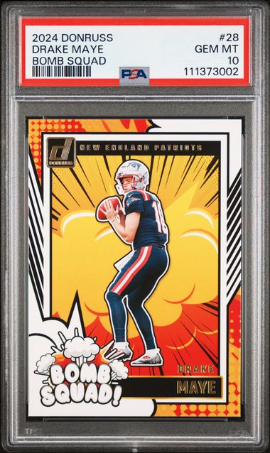 2024 Panini Donruss Bomb Squad Drake Maye #28 Gem Mt 10 front