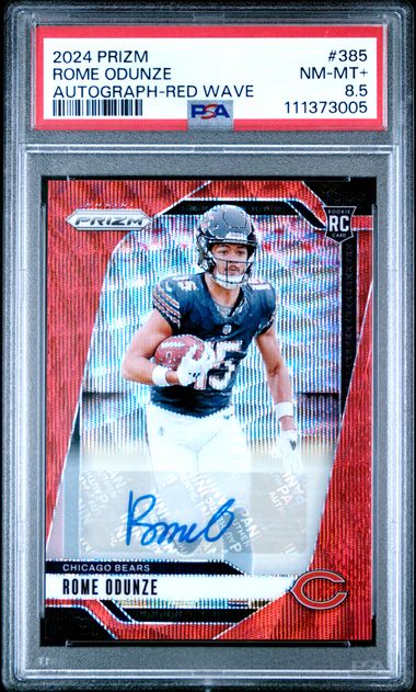 2024 Panini Prizm Rome Odunze #385 (Autograph-Red Wave) Nm-Mt+ 8.5 front