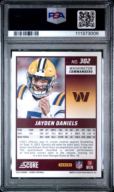 2024 Panini Score Jayden Daniels #302 (Dots Gold) Mint 9 back