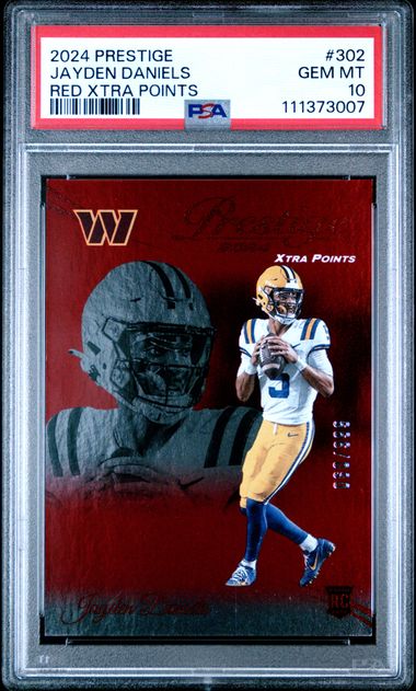 2024 Panini Prestige Jayden Daniels #302 (Red Xtra Points) Gem Mt 10 front