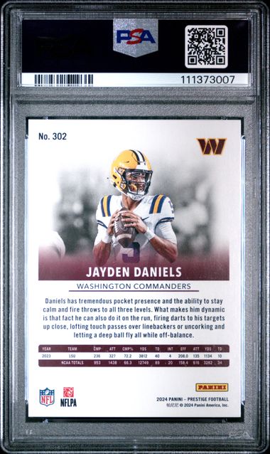 2024 Panini Prestige Jayden Daniels #302 (Red Xtra Points) Gem Mt 10 back