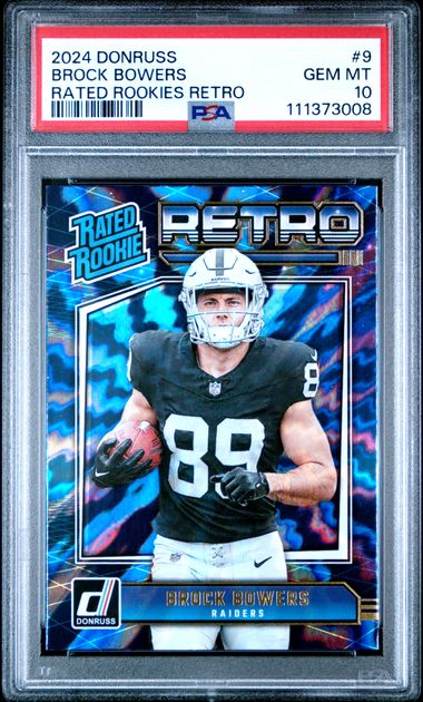 2024 Panini Donruss Rated Rookies Retro Brock Bowers #9 Gem Mt 10 front