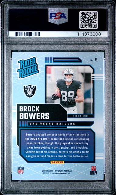 2024 Panini Donruss Rated Rookies Retro Brock Bowers #9 Gem Mt 10 back