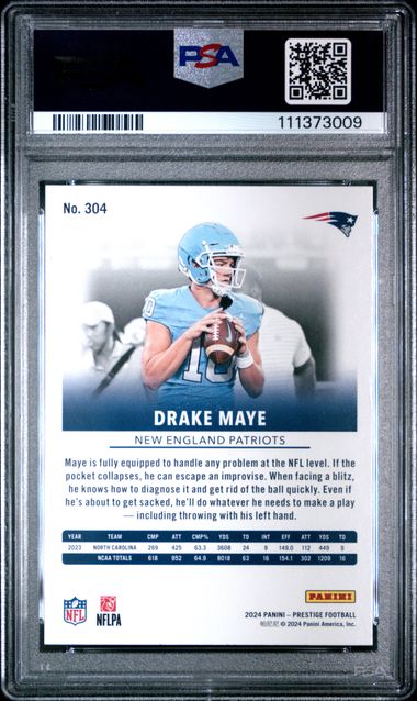 2024 Panini Prestige Drake Maye #304 Gem Mt 10 back