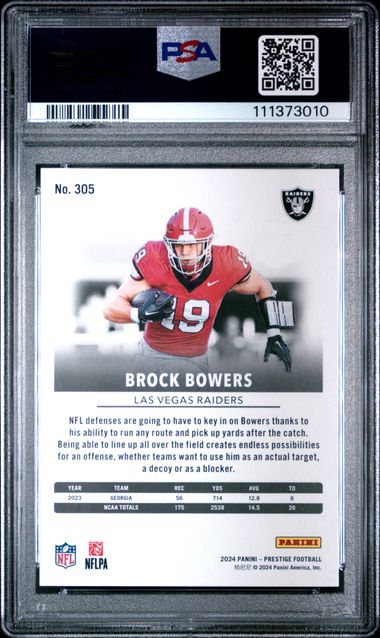 2024 Panini Prestige Brock Bowers #305 Gem Mt 10 back