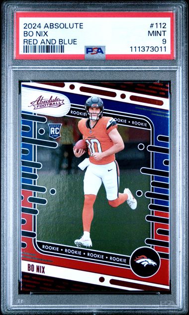 2024 Panini Absolute Bo Nix #112 (Red And Blue) Mint 9 front