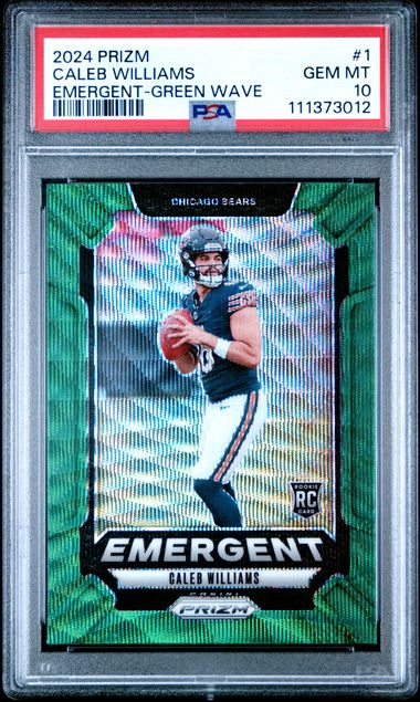 2024 Panini Prizm Emergent Caleb Williams #1 (Emergent-Green Wave) Gem Mt 10 front