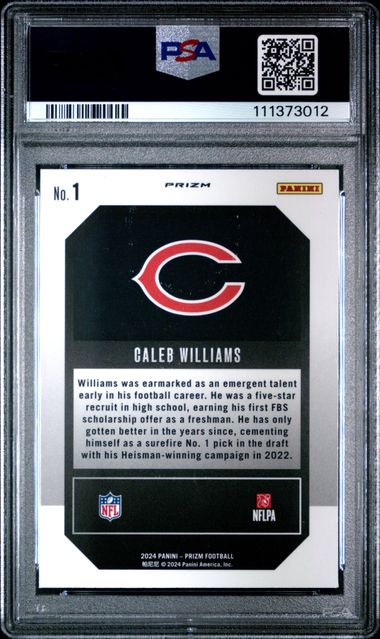 2024 Panini Prizm Emergent Caleb Williams #1 (Emergent-Green Wave) Gem Mt 10 back