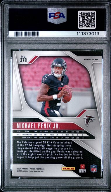 2024 Panini Prizm Michael Penix Jr. #378 (Lazer Prizm) Gem Mt 10 back