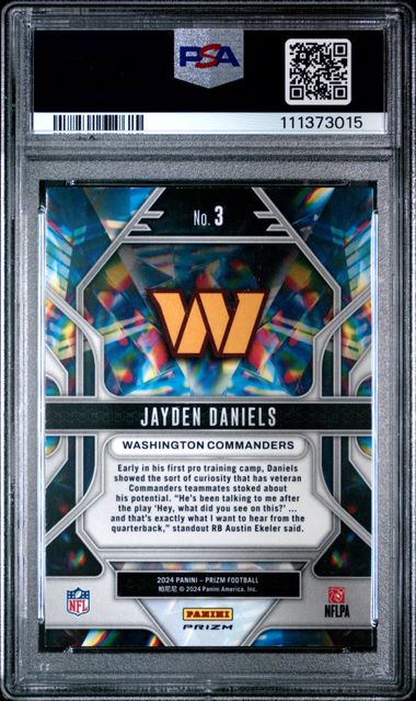 2024 Panini Prizm Prizmatic Jayden Daniels #3 (Prizmatic-Green Prizm) Gem Mt 10 back