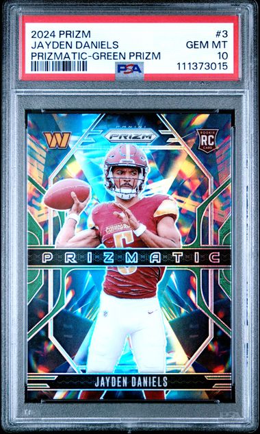 2024 Panini Prizm Prizmatic Jayden Daniels #3 (Prizmatic-Green Prizm) Gem Mt 10 front