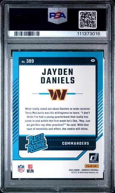 2024 Panini Donruss Jayden Daniels #389 Mint 9 back