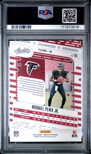 2024 Panini Absolute Michael Penix Jr. #108 (Red And Blue) Nm-Mt 8 back