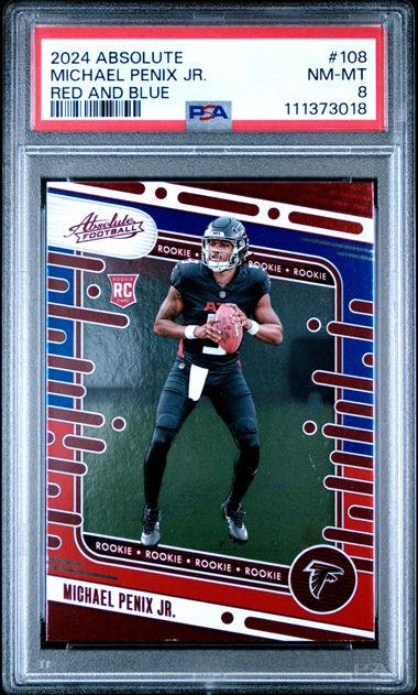 2024 Panini Absolute Michael Penix Jr. #108 (Red And Blue) Nm-Mt 8 front