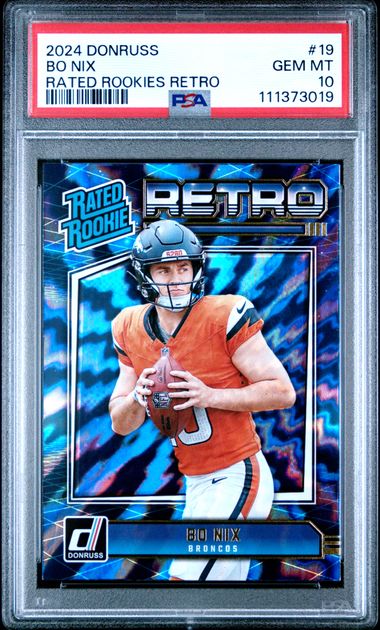 2024 Panini Donruss Rated Rookies Retro Bo Nix #19 Gem Mt 10 front