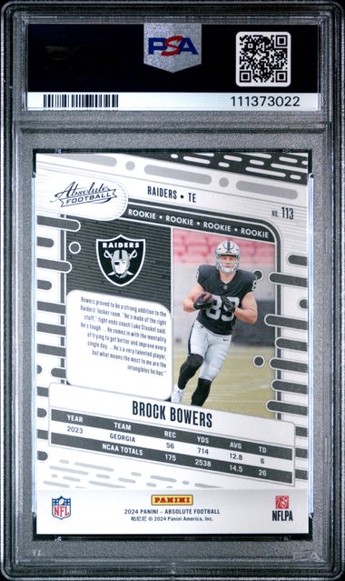2024 Panini Absolute Brock Bowers #113 Gem Mt 10 back