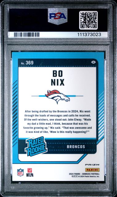 2024 Panini Donruss Bo Nix #369 (Optic Preview-Red Wave) Gem Mt 10 back
