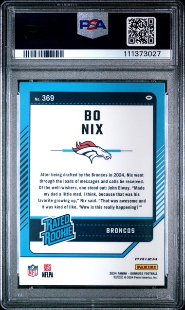 2024 Panini Donruss Bo Nix #369 (Optic Preview-Red Wave) Gem Mt 10 back