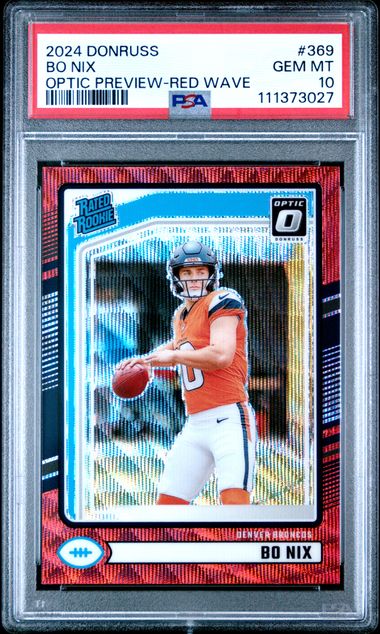 2024 Panini Donruss Bo Nix #369 (Optic Preview-Red Wave) Gem Mt 10 front
