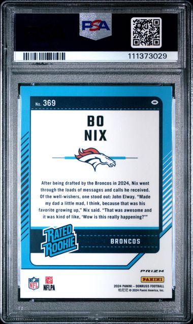 2024 Panini Donruss Bo Nix #369 (Optic Preview-Red Wave) Gem Mt 10 back