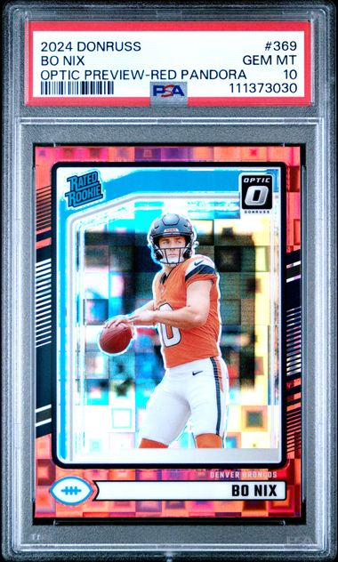 2024 Panini Donruss Bo Nix #369 (Optic Preview-Red Pandora) Gem Mt 10 front