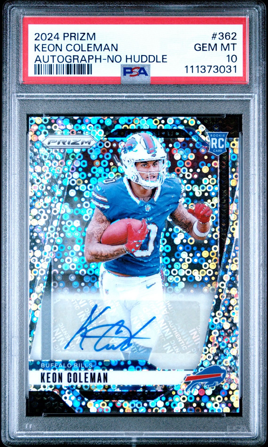 2024 Panini Prizm Keon Coleman #362 (Autograph-No Huddle) Gem Mt 10 front