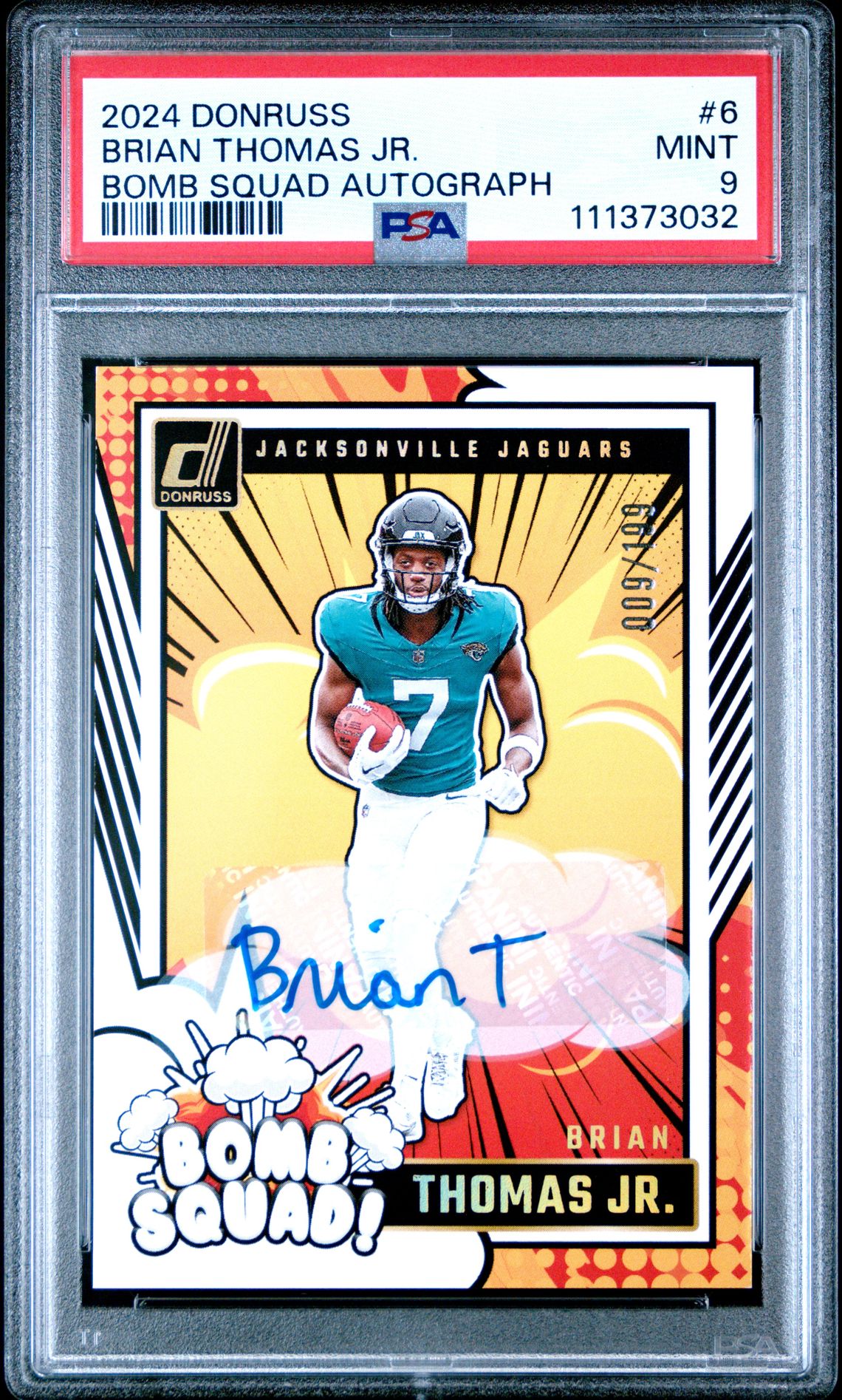 2024 Panini Donruss Bomb Squad Autographs Brian Thomas Jr. #6 Mint 9 front