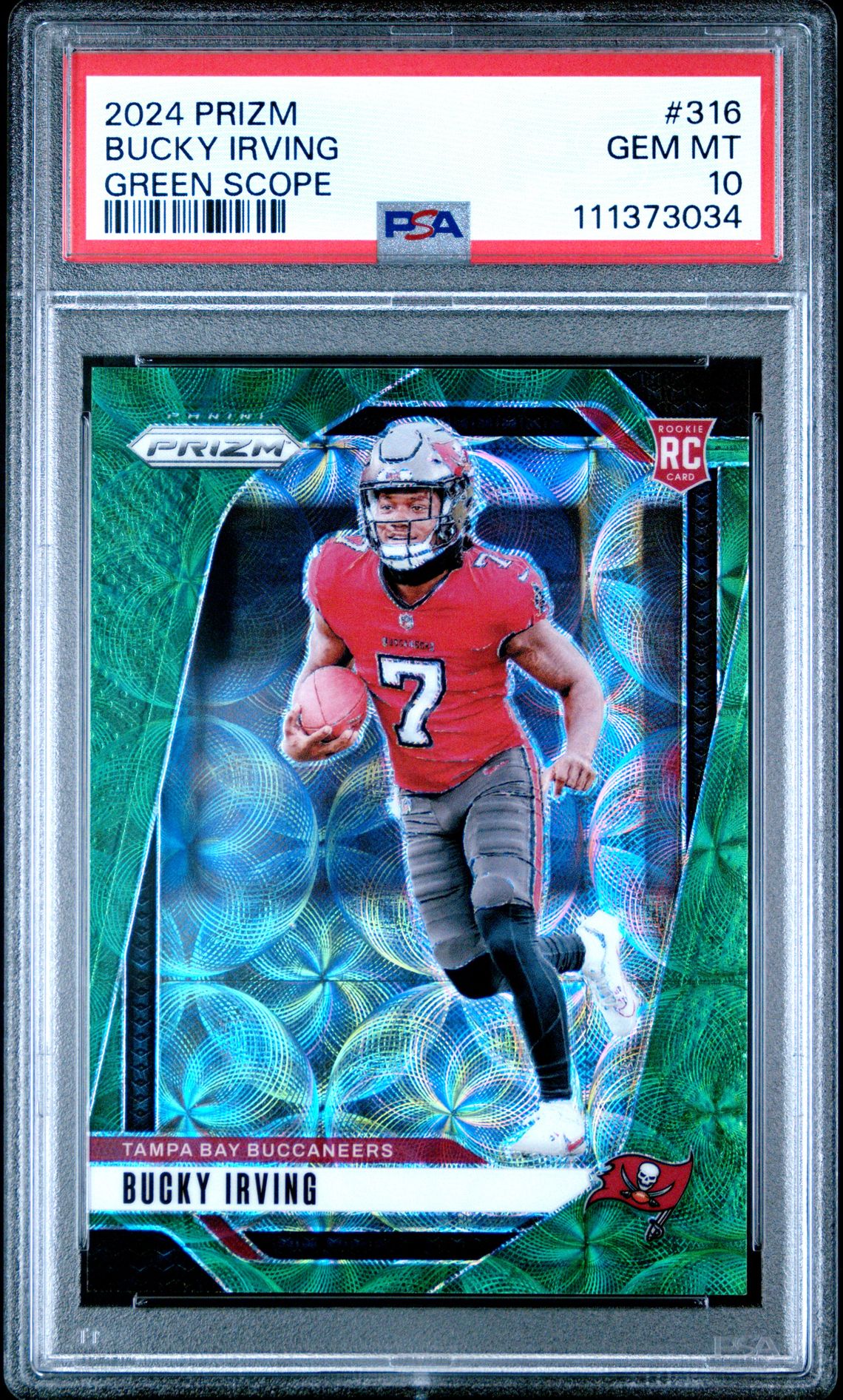 2024 Panini Prizm Bucky Irving #316 (Green Scope) Gem Mt 10 front
