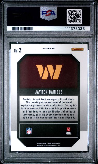 2024 Panini Prizm Emergent Jayden Daniels #2 (Emergent-Green Prizm) Mint 9 back