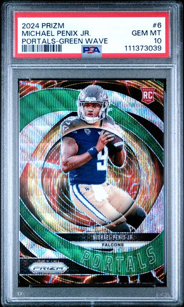 2024 Panini Prizm Portals Michael Penix Jr. #6 (Portals-Green Wave) Gem Mt 10 front