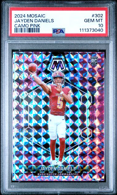 2024 Panini Mosaic Jayden Daniels #302 (Camo Pink) Gem Mt 10 front