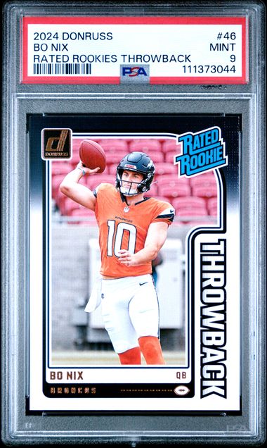 2024 Panini Donruss Rated Rookies Throwback Bo Nix #46 Mint 9 front