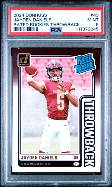 2024 Panini Donruss Rated Rookies Throwback Jayden Daniels #43 Mint 9 front