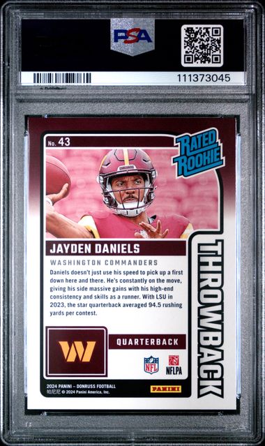2024 Panini Donruss Rated Rookies Throwback Jayden Daniels #43 Mint 9 back
