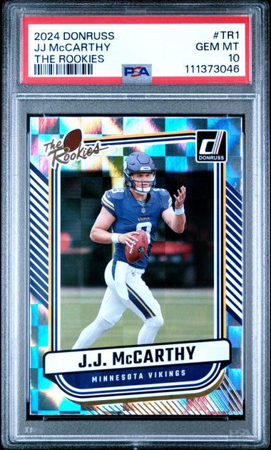 2024 Panini Donruss The Rookies Jj Mccarthy #Tr1 Gem Mt 10 front