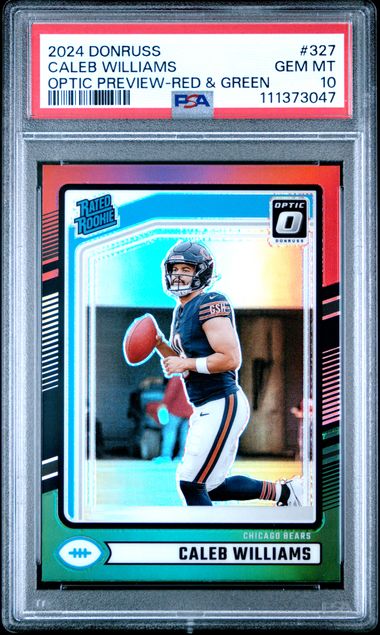2024 Panini Donruss Caleb Williams #327 (Optic Preview-Red & Green) Gem Mt 10 front
