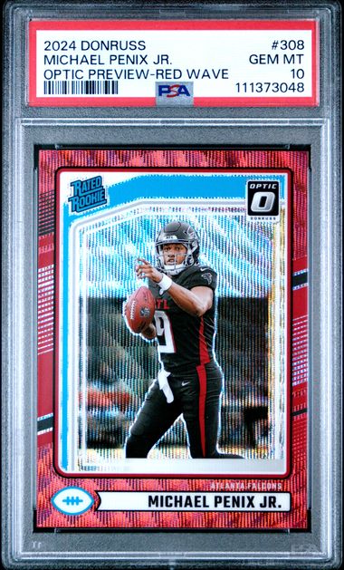 2024 Panini Donruss Michael Penix Jr. #308 (Optic Preview-Red Wave) Gem Mt 10 front
