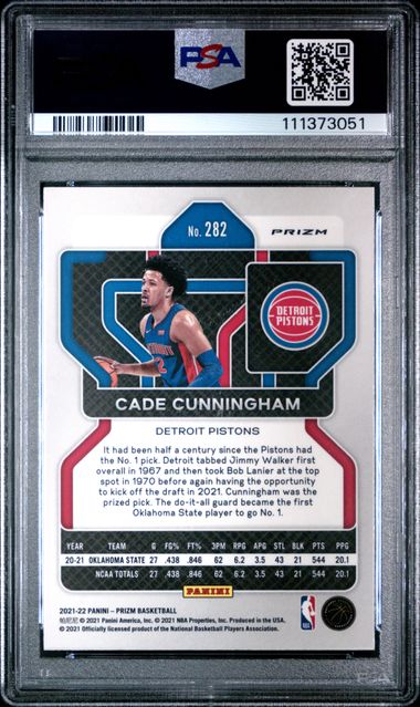 2021 Panini Prizm Cade Cunningham #282 (Silver Prizm) Gem Mt 10 back