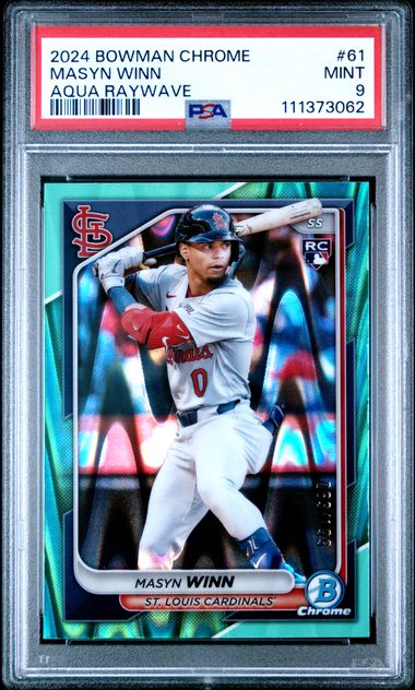 2024 Bowman Chrome Masyn Winn #61 (Aqua Raywave) Mint 9 front