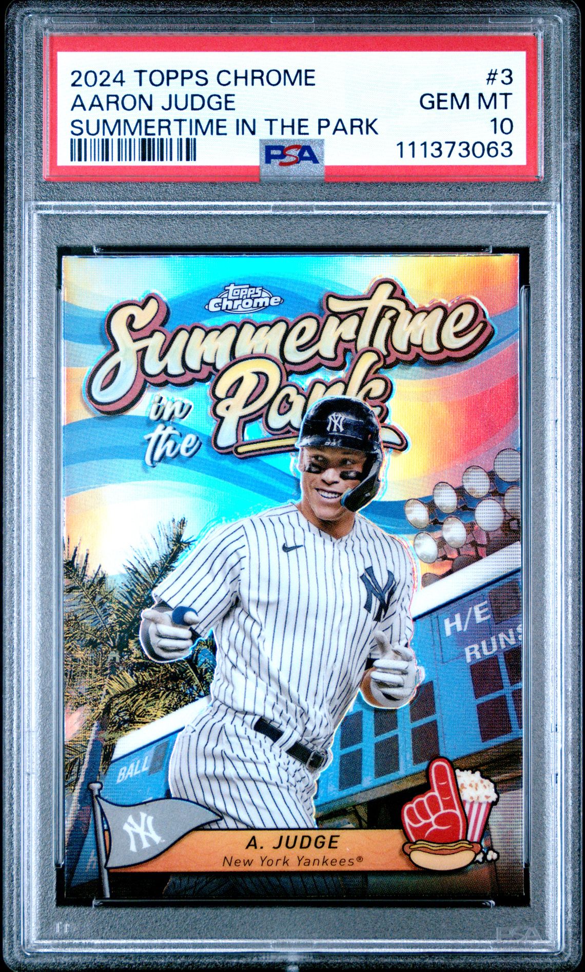 2024 Topps Chrome Summertime In The Park Aaron Judge #3 Gem Mt 10 front