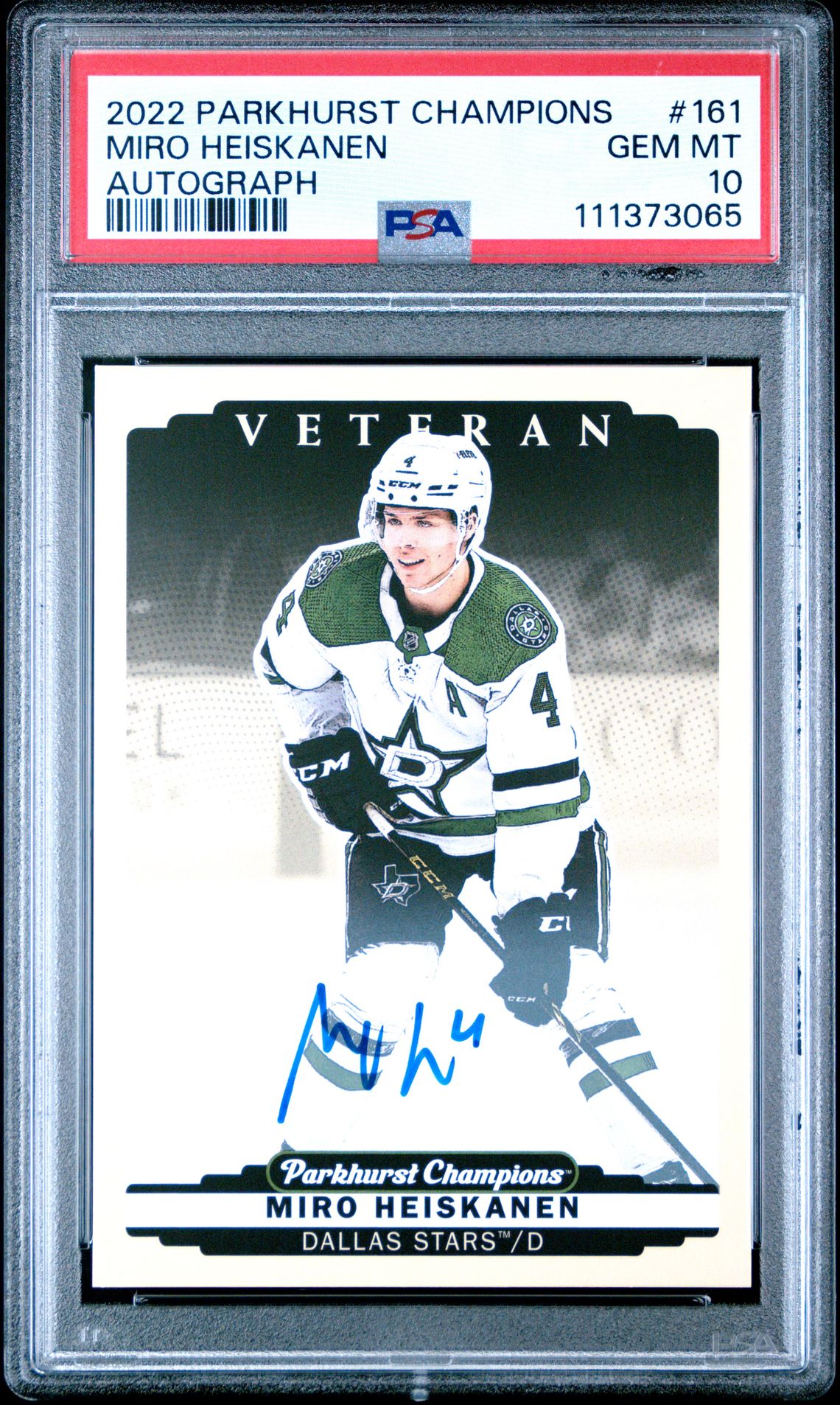 2022 Parkhurst Champions Miro Heiskanen #161 (Autograph) Gem Mt 10 front