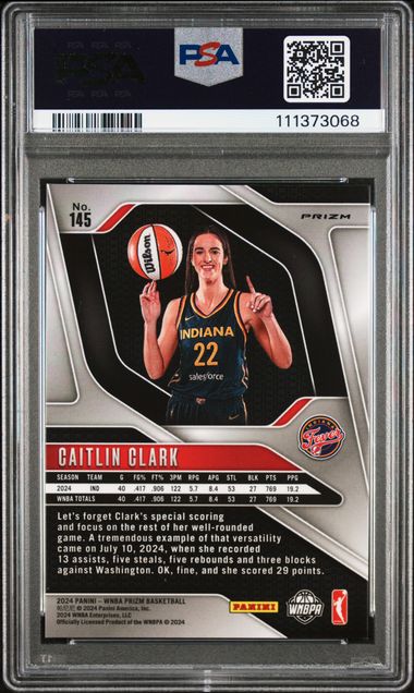 2024 Panini Prizm Wnba Caitlin Clark #145 (Ice) Mint 9 back