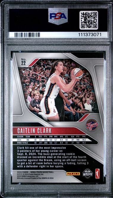 2024 Panini Prizm Wnba Caitlin Clark #22 Mint 9 back