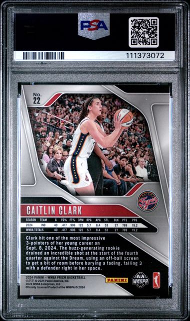 2024 Panini Prizm Wnba Caitlin Clark #22 Mint 9 back
