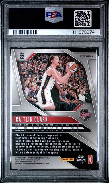 2024 Panini Prizm Wnba Caitlin Clark #22 (Ice) Gem Mt 10 back