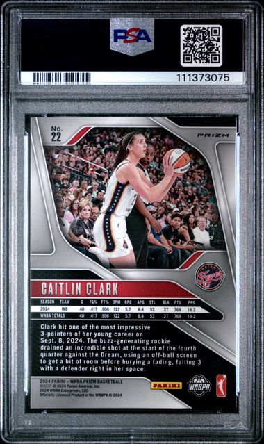 2024 Panini Prizm Wnba Caitlin Clark #22 (Green Prizm) Mint 9 back