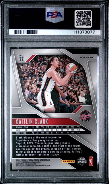 2024 Panini Prizm Wnba Caitlin Clark #22 (Silver Prizm) Nm-Mt 8 back