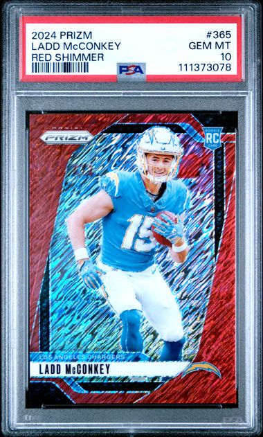 2024 Panini Prizm Ladd Mcconkey #365 (Red Shimmer) Gem Mt 10 front