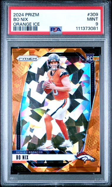 2024 Panini Prizm Bo Nix #309 (Orange Ice) Mint 9 front